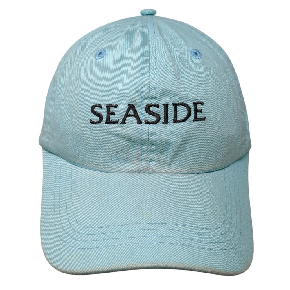 Seaside Strapback Baseball Cap Blue One Size Adjustable Embroidered Vented Holes
